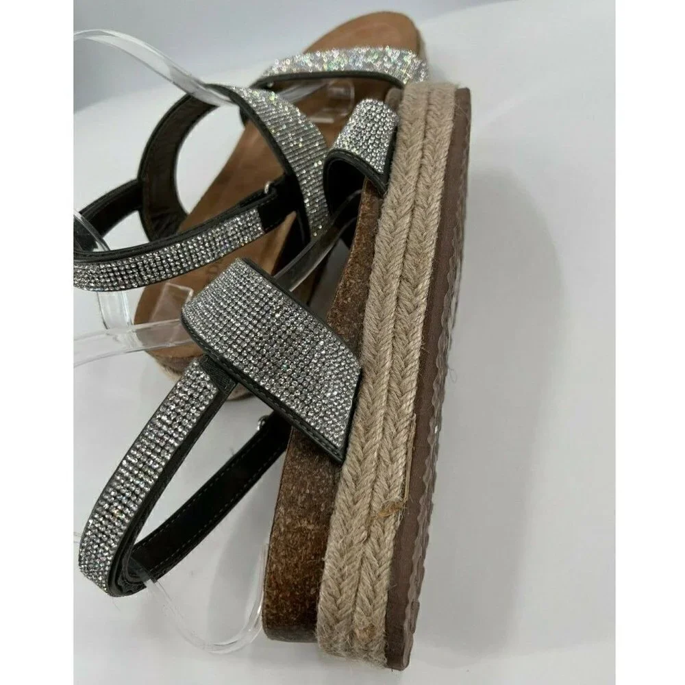 Pierre Dumas Vida 2 Silver Glitter Spadrille Wedge Sandals Elegant Summer 11M